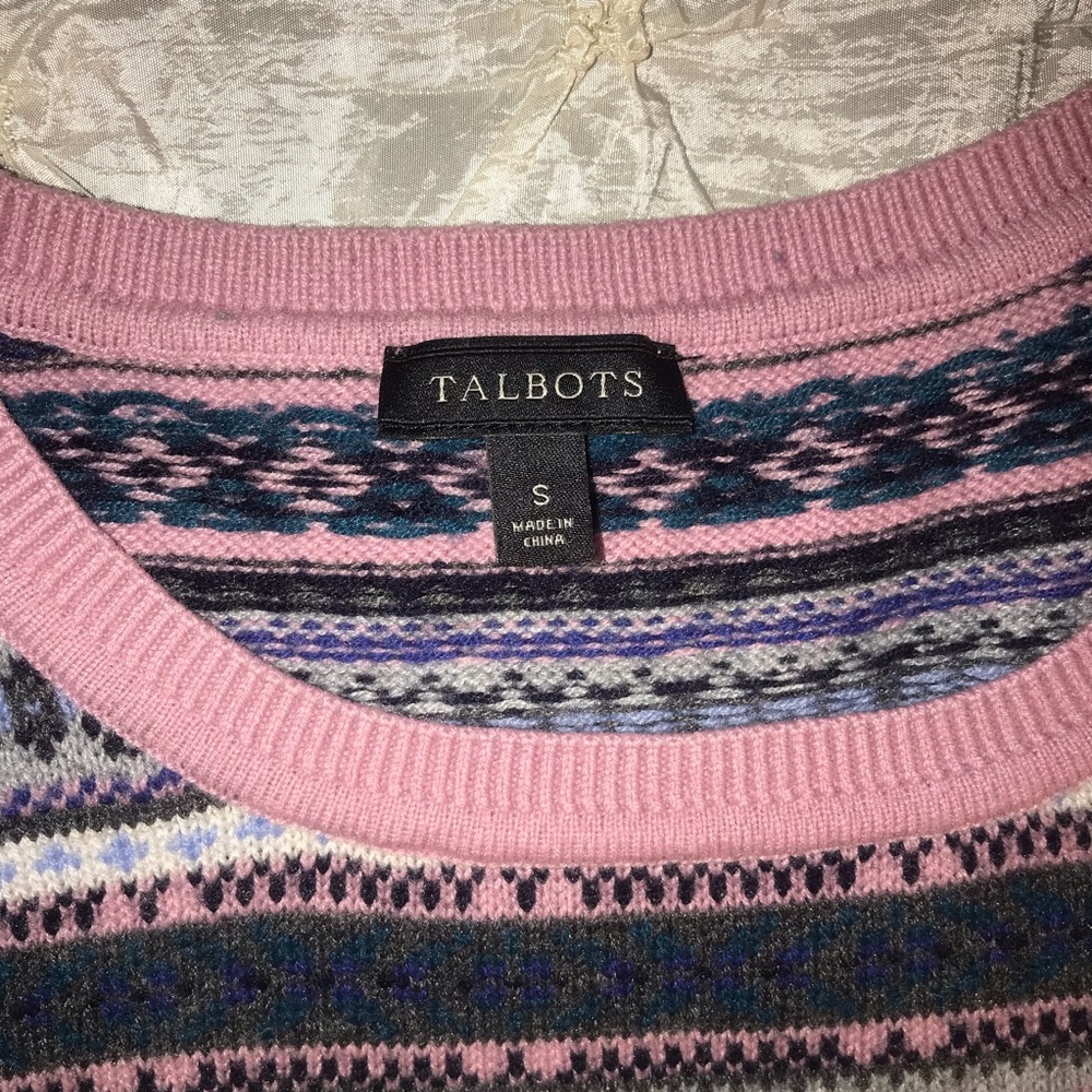 Talbots Pink Gray Patterned Sweater - image 2